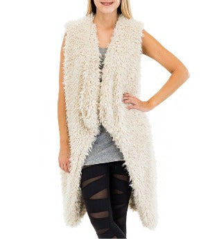 Shaggy Fur Vest Be so Cozy! - Ebony Blue.